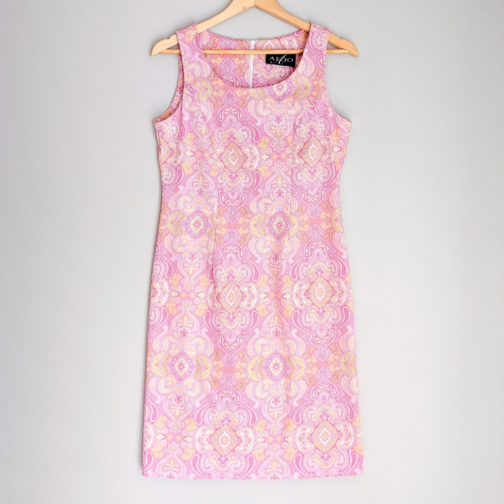 Vintage Algo Paisley Pink Sheath Dress - Picture 1 of 7